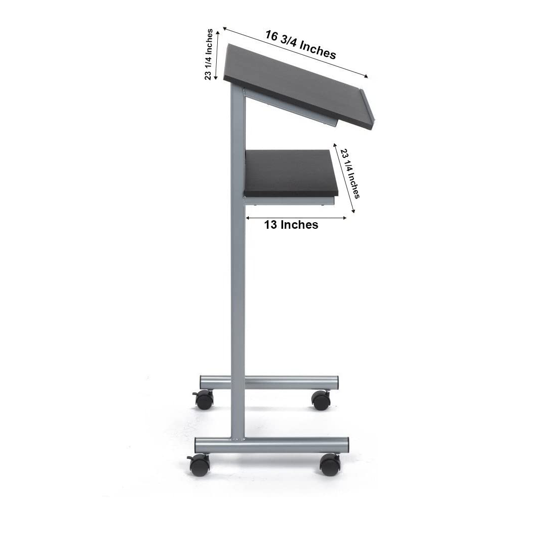 Wheeled Lectern Podium with Storage Shelf_03