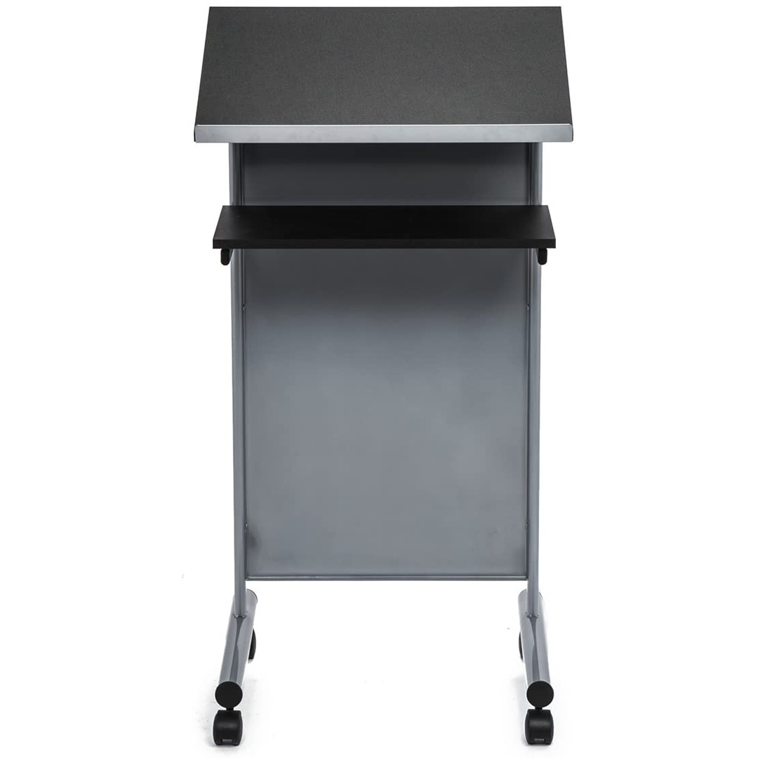 Wheeled Lectern Podium with Storage Shelf_04
