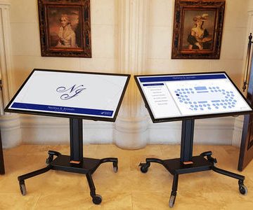 55" Touch Screen on angled mobile cart